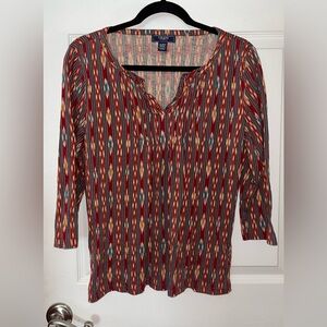 Chaps Multicolor Striped Western Aztec Vibe Cotton blend Top XL